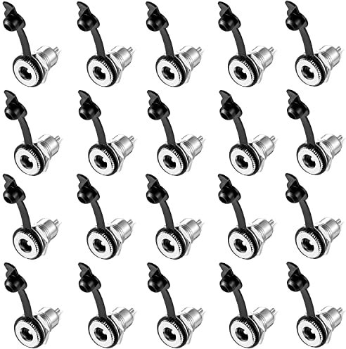 RUNCCI-YUN 20Pcs 5,5 X 2,5 mm DC Power Jack Socket Buchse weiblichen Panel-Mount-Stecker-Adapter Niedervolt Steckverbinder DC Hohlstecker mit staubdichter Kappe