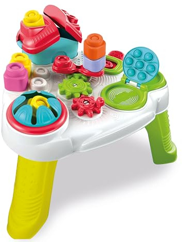 Clementoni Soft Clemmy - Touch & Play Sensory Table, Tavolino Bambini 10-36 Mesi, 10 Mattoncini per Costruzioni, Gioco Prima Infanzia Made in Italy per Stimolare i Sensi dei più Piccoli, 17704