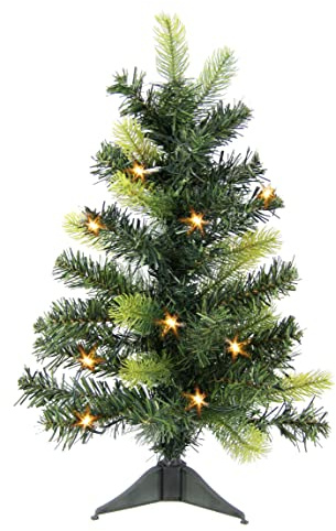Flair Flower Tannenbaum LED-Licht Timerfunktion Mini-Tannenbaum Ständer Christbaum Weihnachtsbaum Kunsttanne Weihnachtsdeko Baumständer Tannenbaumständer Christbaumständer Deko,Grün,270793GN,ca. 60cm