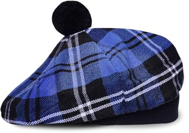 Yas Chapeau écossais Tam o' Shatner Tammy Jimmy Bonnet Plat dans de Nombreux Tartans, Bleu Ramsay, Taille Unique