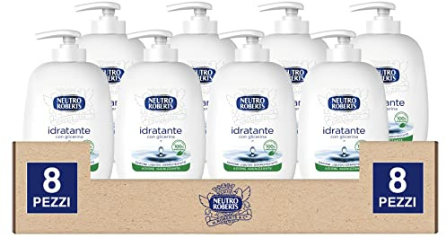 Neutro Roberts Sapone Liquido Idratante Azione Emoliente ed Igienizzante per Pelle Idratata e Morbida Formula con con Glicerina Naturale Senza Parabeni Dermatologicamente Testato - 8 Flaconi da 200ml