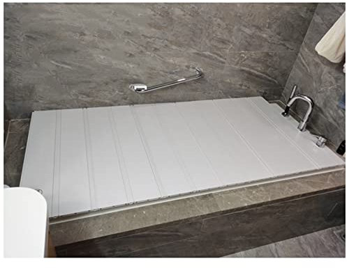 EYLINK Copertura Pieghevole per Vasca da Bagno in PVC, Pannello Isolante Spessore 1,2 Cm Coperchio Vasca da Bagno Vassoio per Vasca da Bagno, Coperchio di Stoccaggio Antipolvere, Cuscinetto 40 kg (