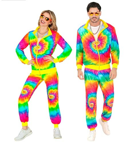 W WIDMANN MILANO Party Fashion - Kostüm Trainingsanzug, Regenbogen Muster, 80er Jahre Outfit, Jogginganzug für Karneval & Party