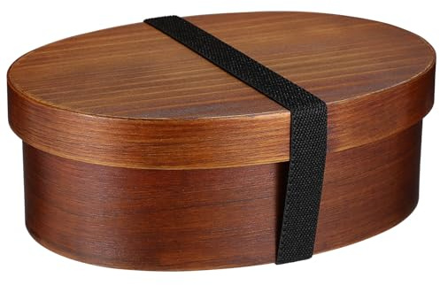 UPKOCH Bento Box aus Holz, japanischer Stil, einlagige Lunchbox, 17,8 x 12,7 x 6,1 cm, Retro-Lebensmittelbehälter mit Gummiband für Sushi, Mahlzeiten, Vorbereitung