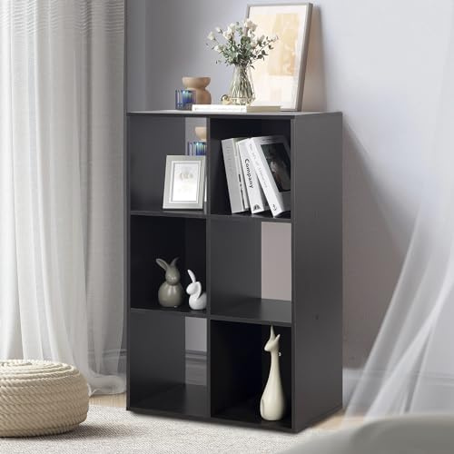 PACHIRA Bücherregal mit 3 Ebenen, 2 * 3 Holz Bücherschrank Stufenregal, Standregal mit 3 Fächern, offenes Aufbewahrungsregal Würfelregal für Kleidung, Büroregal für Wohnzimmer