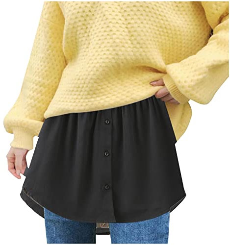 Hemdverlängerung Damen Bluse Rock 2pc Shirtverlängerung Solide Rock Bluse Damen Hemdverlängerungen Damen Musselin Blusen Rock Verlängerung Party Blusenrock Shirt Extender Damen Underskirt