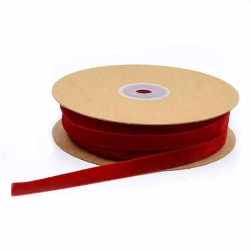 SHTGOI 20m/Rolle Samtband 1cm Breit Samt Schleifenband Geschenkband Einseitiges Samtborte zum Nähen Polyesterband Dekoband für Kunsthandwerk Geschenk Verpackung Weihnacht Hochzeitsdekor Rot
