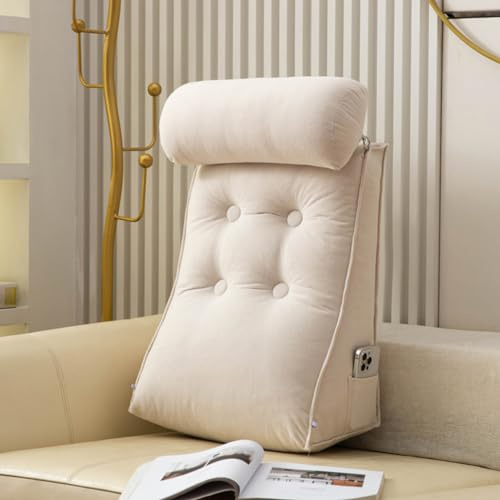 Almohada triangular de cuña para cama, cojín de apoyo, para leer o jugar, apoyo de posicionamiento en el sofá, respaldo de meditación, alivia la presión (blanco, 45 x 55 x 25 cm (1 unidad))