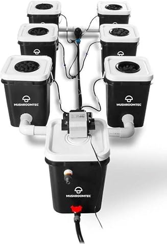 MushroomTec Deep Water Culture Six 20 Litre Bubble Flow Buckets DWC RDWC Hydroponic Growing System Kits