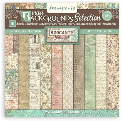 Stamperia SBBL151 - Juego de 10 hojas para scrapbooking (30,5 x 30,5 cm, 30,5 x 30,5 cm)