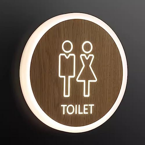 WC-Türschild, Toilettenschild, LED, 20,3 cm, Acryl, rund, leuchtendes Schild for Toilette, Wandmontage, Damen- und Herren-Badezimmerschild, for Badezimmer, Büro oder Geschäft, Tür oder Wand (Farbe: B)