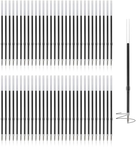 Pack de 60 Recharges pour Stylo, Recharge Stylo Bille Noir, Recharges de StyloRétractables 1 mm, 98 mm, Compatible avec la Plupart des Stylos à Bille, Idéal pour Bureau, École et Usage Quotidien