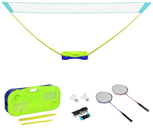 SPORTNOW 4m Portable Badminton Net Set with Freestanding Base, 2 Badminton Rackets, 2 Shuttlecocks, 1 Net and Carry Case, for Outdoor Indoor Sports, Easy Setup