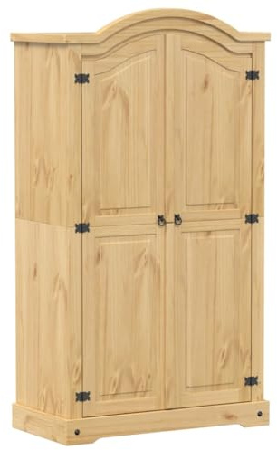 Willood Kleiderschrank Corona 102x52x186 cm Massivholz Kiefer Garderobenschrank mit Stauraum Metallgriff, Hochschrank für Schlafzimmer, Dielenschrank, Modern