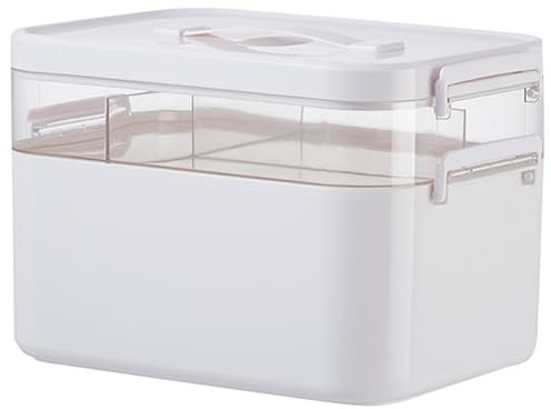 Sightday Medikamenten Aufbewahrung,Medizinbox Hausapotheke box mit Griff und herausnehmbarem Fach,Doppellagig Multifunción Aufbewahrungsbehälter Große Kapazität für Medikamente,Gadgets,Kosmetische(L)