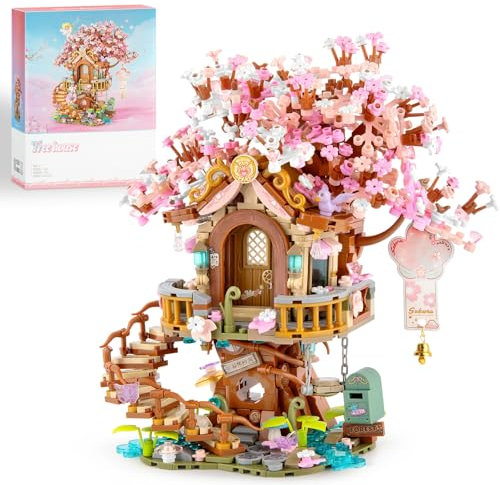 Vziimo Cherry Blossom Bonsai Tree Building Sets, Japanese Tree House Model Sets, 1149 PCS Mini Bricks Creative Gifts for Teens Adults 14+