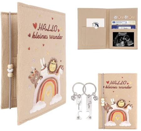 GADITIEK Mutterpasshülle aus Handgefertigtem Filz, mit Fächer zur Versicherungskarten, Impfpass und Ultraschallbildern Süßes Geschenk für Schwangerinen und Zukunftige Mütter (Tier, Schwarz)