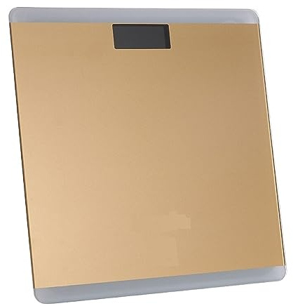 LJPZYOY Báscula Digital para baño, Color Cuadrado, 26 cm, electrónica, de Vidrio Templado, Inteligente, con luz LED, Digital (Color: Dorado)