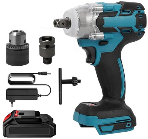 Oamger Clé à Chocs Sans Fil, 520N.m Visseuse a Choc, 18V Clé à choc sur Batterie, 4200 rpm Boulonneuse a Choc Electrique, Deboulonneuse Choc Sans Fil avec Chargeur Rapide et 1 Batterie