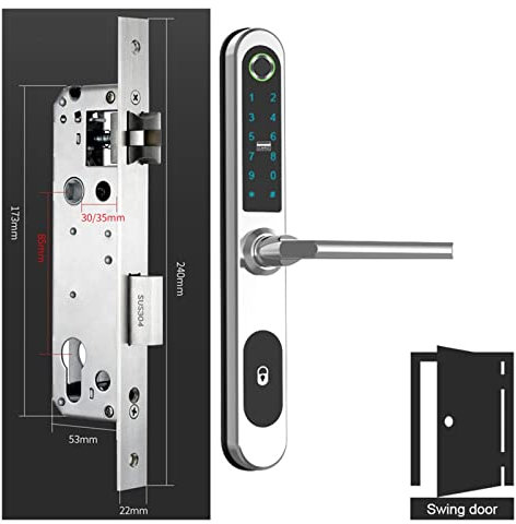 serrure intelligente, Serrure intelligente BT for serrure à empreinte digitale de pont cassé Tuya poignée biométrique d'empreinte digitale for porte coulissante avec avec capteur réactif, maison intel