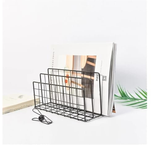 ZRHWSPD Zeitungsständer Metall-Aufbewahrungskorb, minimalistischer Buch-Organizer-Korb, Büro-Desktop-Kleinigkeitenhalter, Roségold, Zeitungs-/Magazinständer(Black S)
