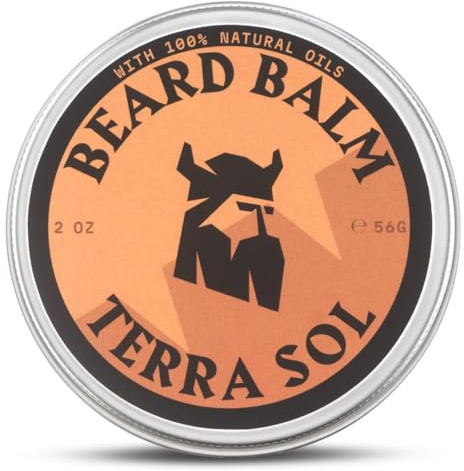 Striking Viking Balsamo per barba da uomo, Beard Balm – Balsamo per barba Leave-in con burro di karitè, tea tree, argan e olio di jojoba (60 ml (Pack of 1), Terra Sol)