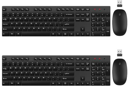 EDJO Ensemble clavier et souris sans fil silencieux, taille normale, sans fil, 2,4 GHz, sans décalage, longue durée de vie de la batterie, pour ordinateur, ordinateur portable, PC, Chromebook, Windows