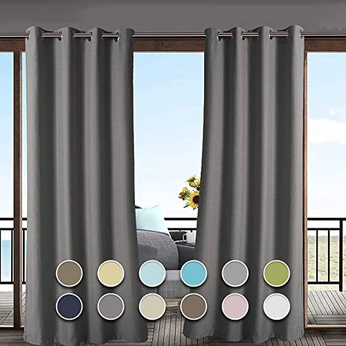 Extrabreiter Outdoor-Vorhang, 160 x 250 cm, strapazierfähig, wasserdicht, mit rostfreien Ösen, Sonnenlicht-blockierender Schatten für Veranda, Garten, Hinterhof, Terrasse, Privatsphäre