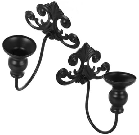 Luxshiny 2piezas Candelabro De Pared De Hierro Forjado para Decorar Dormitorio Sala De Estar o Comedor Estilo Vintage Candelabro De Metal para Velas De Té Decoración De Pared Rústica