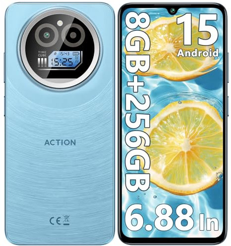 IIIF150 Action A5 Pro Smartphone Android 15, 8GB+256GB/1TB, 6.88'' HD+&1'' Mini Screen Telefono Cellulare, 5100mAh,16MP+5MP Cellulari, Octa Core, 4G Dual SIM Telefoni, Fingerprint/3.5mm Jack