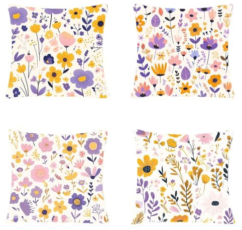 4 Stück Outdoor Kissen 80x80cm Samt Material Balkon Dekoration, Outdoor Kissen Farbe Chrysantheme Doppelseitiger Druck, Sehr geeignet für Camping im Freien Garten Bank Terrassen Auto Dekorationjy-100