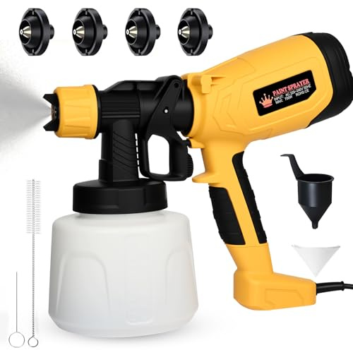 SternSinn 700W Farbsprühsystem, HVLP Lackierpistole Elektrisch mit 4 Düsen und 3 Sprühmuster, 1200 ml/min Einstellbarer Durchfluss mit Reinigungs & Blasanschlüssen, 1400ML Behälter für Zäune, Schränke