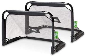 EXIT Toys Pico Fällbara fotbollsmål i stål - Uppsättning av 2 - kompakt, lätt och flyttbar – finmaskigt nät – elegant svart design – träna dina fotbollskunskaper – 90 x 60 cm – svart