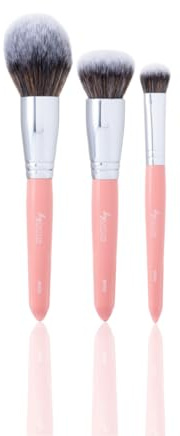 By Caitlyn Luxe Brush Base Trio – Professional Face Makeup Brush Set for Foundation, Blending & Buffing – Premium Quality Synthetic Makeup Brushes