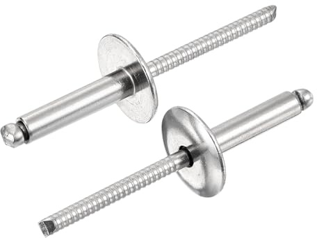 QUARKZMAN 25Pcs 3/16x3/4 304 Acciaio Inossidabile Rivetti A Testa Tonda Con Flangia Grande, Rivetti Ciechi A Testa Aperta Con Cappuccio Grande Per Edilizia, Cantieristica Navale (Argento)