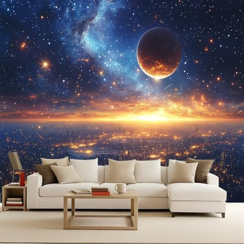 Vliestapete BxH 250x175 cm mit Kinder und Baby XXL Galaxie, Kindertapete mit Sternenmuster Design, Fototapete Weltraum für Kinderzimmer, Premium Foto Tapete mit 260g/m2 Stärke