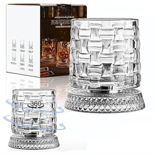 LIBRNTY Bicchieri di Dondolo Colorato,Vetro Inclinati Tumbler Rotanti,270ml Bicchiere Rum Rotanti Disegnato a Mano,Sporgenza a forma di palla sul fondo per tazze da cocktail (B0GZF2Q1DR)