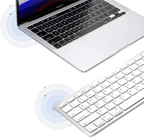 GAAuhsdHA Tastiera wireless portatile, clic silenzioso ultra sottile, compatibile con smartphone, PC, laptop, tablet(WHITE)