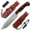 JEO-TEC Nº37 Cuchillo supervivencia caza monte bushcraft camping outdoor campo - Funda de piel con pedernal y piedra afilar incluidos - Acero MOVA 58 - Fabricado en España