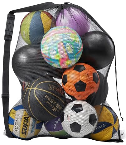 OrgaWise Extra Large Football Bag for Balls with Non-Slip Pad(10-15Balls) (No Pocket, 27x36)