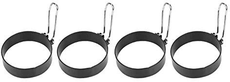 BuyWeek Anello per Uova, 4 Pezzi in Acciaio Inossidabile Nero per Stampi per Frittelle per Uova Fritte, Stampo per Cucinare in Cucina