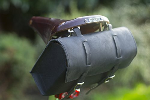 London Craftwork Große Leder-Fahrradtasche Sattel-/Lenker-/Rahmentasche in Schwarz Leder Classic Bag XL-BL