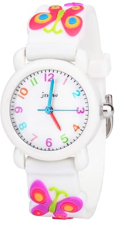 Vicloon Kids Watch, Analog Quartz Watches for Girls Boys, 3D Cartoon Toddler Watches with Comfortable Silicone Band Best Toys Gifts for Girls Boys Age 3-12(White Butterfly)