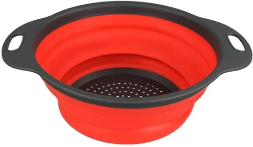 GMMH Colador plegable plegable colador de silicona colador plegable cocina orden fideos colador (rojo)