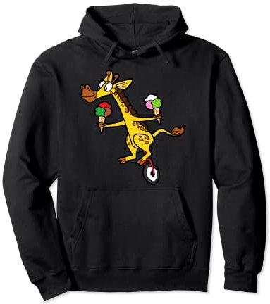 Giraffe Eiskrem Einrad Fahrrad Einradfahren Einradfahrer Pullover Hoodie