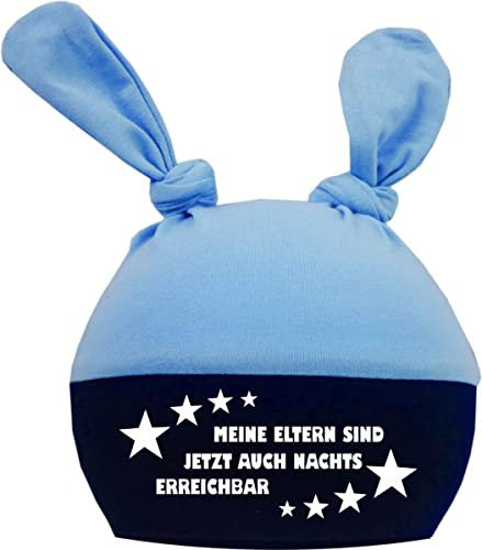 Baby 2-Zipfelmütze Multicolor (hellblau-Navy) (Gr. 2 (KU: 39-53)) Meine Eltern sind jetzt auch nachts erreichbar