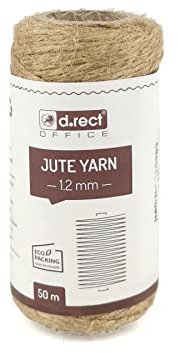 D.RECT Cordino di iuta naturale marrone, 50 m, filo di iuta | Filo decorativo | 1,2 mm di spessore | adatto per imballaggi, artigianato artistico, fioristico, decorazione