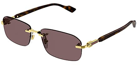 GUCCI Mens GG1221S Sunglasses, Gold-Havana-Brown, 56
