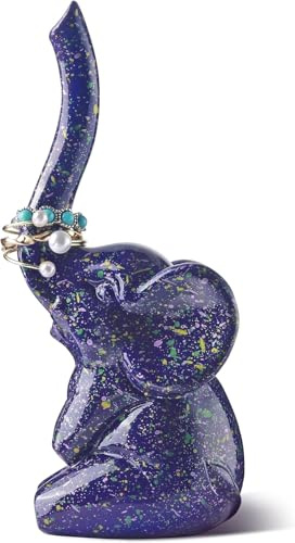 Purple Elephant Ring Holder Stand Display, Elephant Gift for Adults