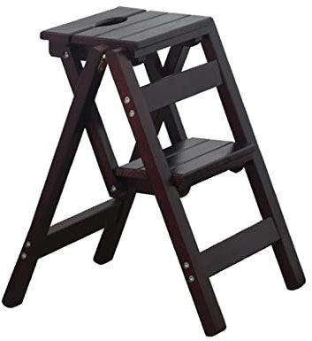 Taburete de escalera de tijera plegable de 2 escalones de madera, soporte de planta multiusos, escaleras de escalones para escalar, taburetes de escalera portátiles para interiores y exteriores, silla